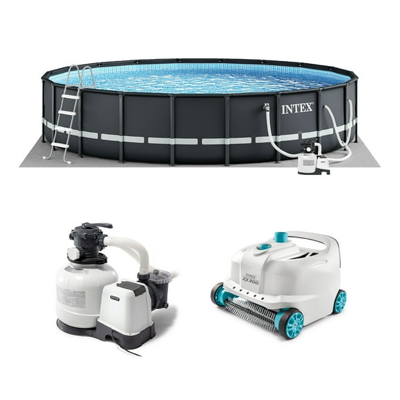 INTEX 20ft x 48in Ultra XTR Above Ground Swimming Pool, Sand Filter Pump, & Automatic Vacuum Cleaner