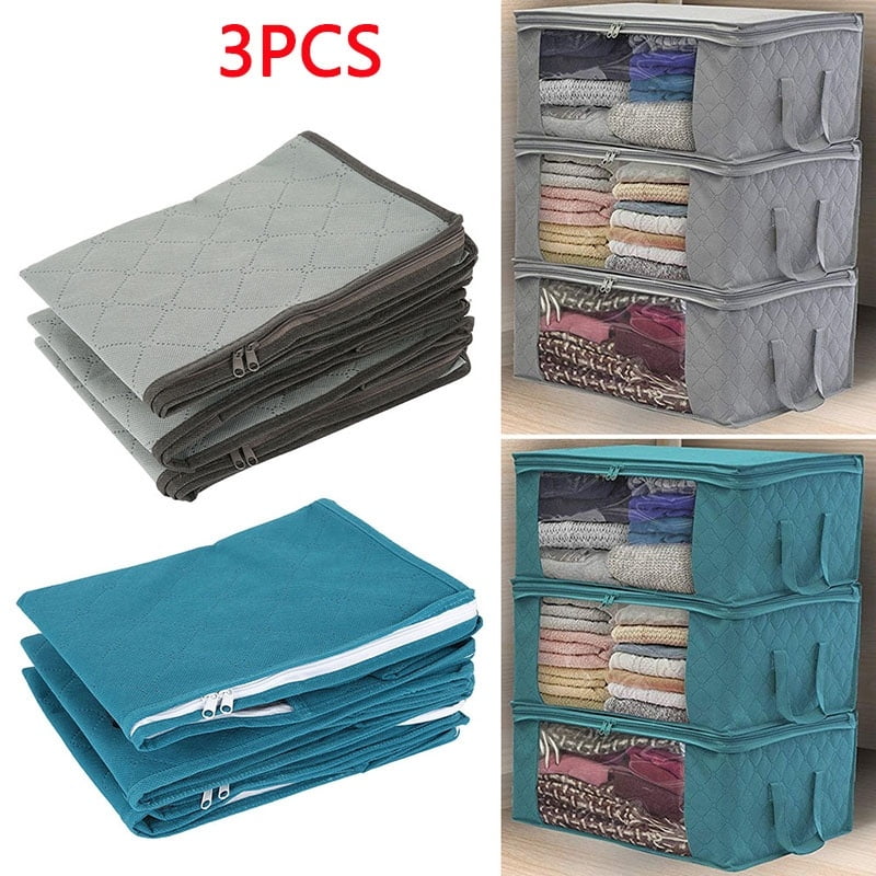 3Pcs Fabric Foldable Storage Bag Clothing Storage Cube Home Decor Organizer Box 