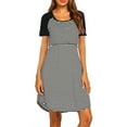 thumbnail image 2 of Skksst Pregnant Womens Plus Size Stripe Maternity Nursing Breastfeeding Short Sleeve Dress, 2 of 5