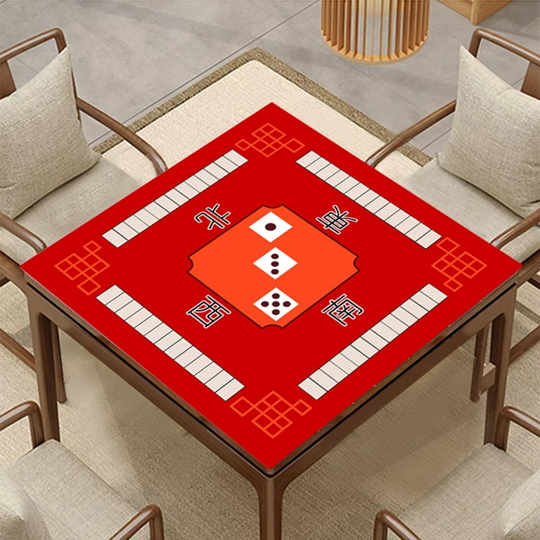 Square Mahjong Table Mat With Rubber Backing - Anti-Slip Noise Reducing Game Table Cover For Poker, Dominoes, Tiles (Brown, 95x95cm)