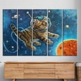 thumbnail image 4 of Animal Wall Decor, Astronaut Cat Wall Decor, Astronaut Animal Poster, Kids Canvas Art, Nursery Canvas Art, Cartoon Wall Decor, Canvas Wall Decor - 3P-Black Framed, 4 of 9