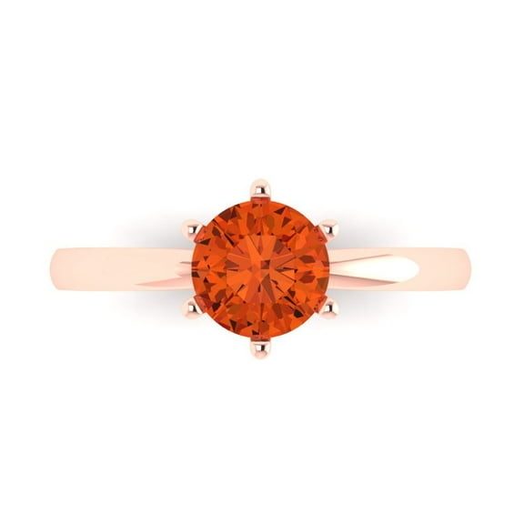Clara Pucci 14K Rose Gold 1ct Red Solitaire Ring for Women