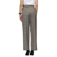 thumbnail image 3 of INSPIRE CHIC Women's Plaid Work Pant Vintage Houndstooth Wide Leg Straight Long Trousers L Grey Brown, 3 of 5