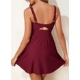 thumbnail image 3 of Traje de baño Aleumdr de una sola pieza para mujer, adelgazante, control de barriga, falda flexionada, traje de baño con parte inferior burdeos, talla pequeña, 3 of 7