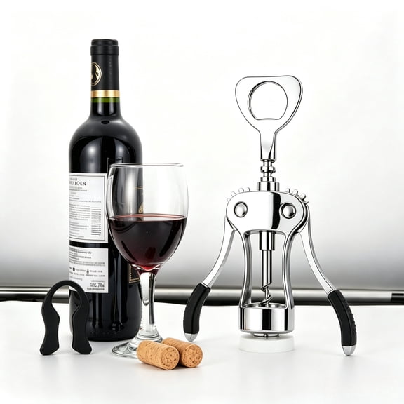 UMESTYYL Wine Opener with foil cutter, Heavy-Duty Zinc Alloy Wine Corkscrew & Beer Bottle Opener, Multifunctional Wine Accessories with Ergonomic Handle and Sharp Screw, for Kitchen, Bar, Restaurant