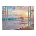 thumbnail image 5 of PRATYUS  Ocean Beach Tapestry Hawaiian Sunset Sunrise Seaside Rustic Window Coastal Wave Wall Art  Modern Summer Seascape Wall Hanging Bedroom Living Room Dorm Decor Fabric Painting, 5 of 6