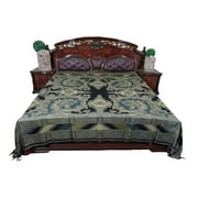 Mogul Moroccan Bedding Pashmina Wool Grey Black Paisley Blanket Throw