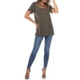 thumbnail image 2 of White Mark Women's Crisscross Neck Short Sleeve Top, 2 of 5