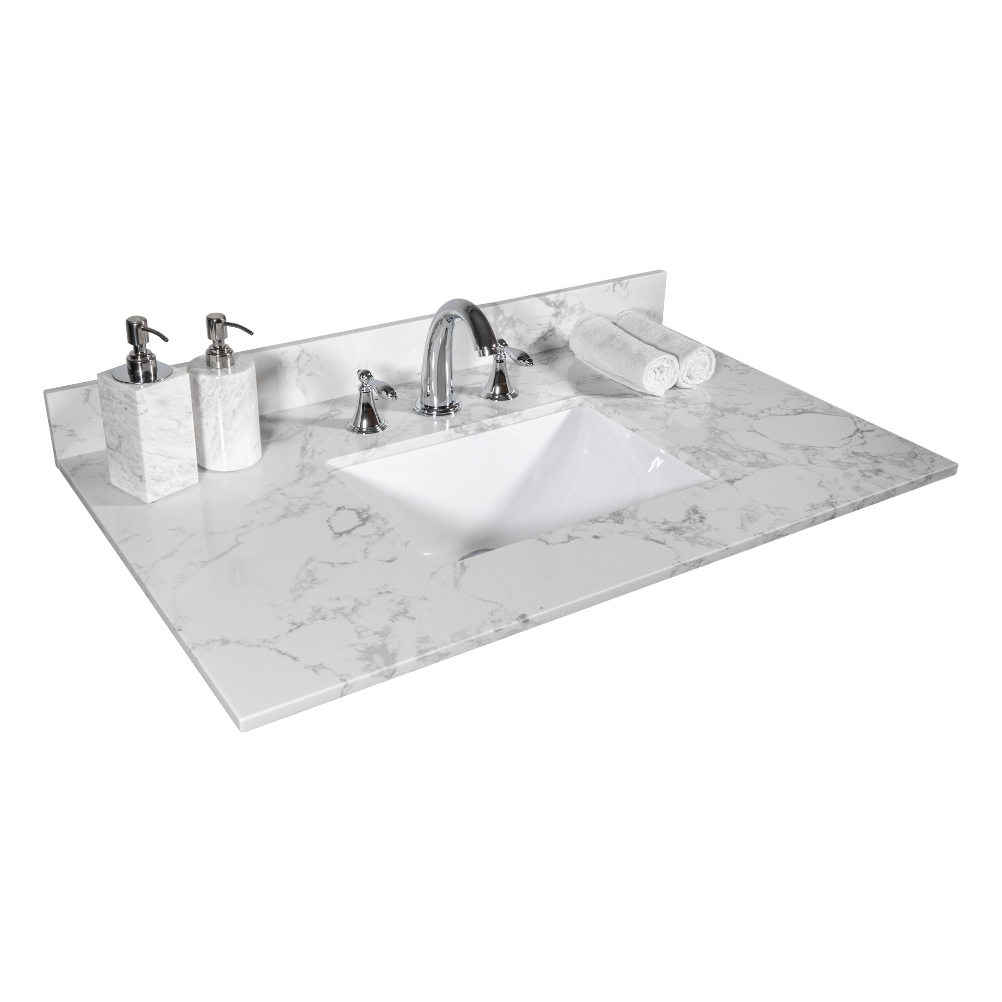 Montary 31inch Bathroom Vanity Top Stone Carrara White New Style