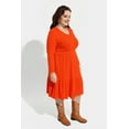 thumbnail image 3 of CASSIE LIZ Plus Size Womens Dresses Casual Orange Fall Sweater Dresses Fashion Midi Elastic Waist Dresses Long Sleeve Elegant V Neck Loose Fit Winter Dress with Pocket XL 14W 16W, 3 of 8