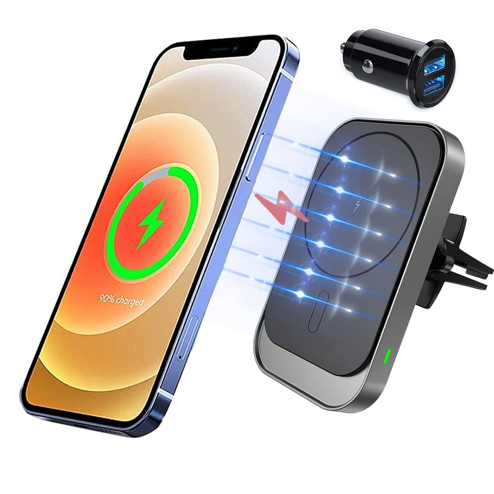 Mag-Safe Case Accessories Magnet Phone Holder Stand 15W Qi Fast Charging Mount Strong Magnetic Car Wireless Charger Magnetic Car Vent Mount/Cradle Compatible with iPhone 12/12Pro/Mini/12 Pro Max 