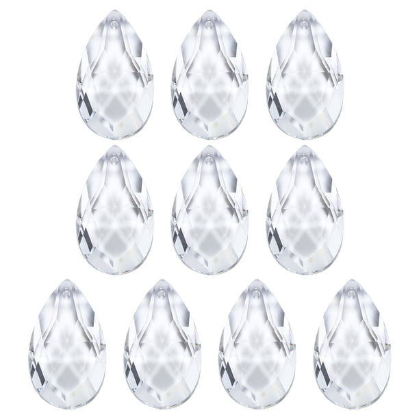 Péndulos de cristal K9 Uxcell, cuentas en forma de lágrima, paquete de 10, partes de prismas de candelabro de 38 mm, cuentas colgantes para lámparas DIY, claras