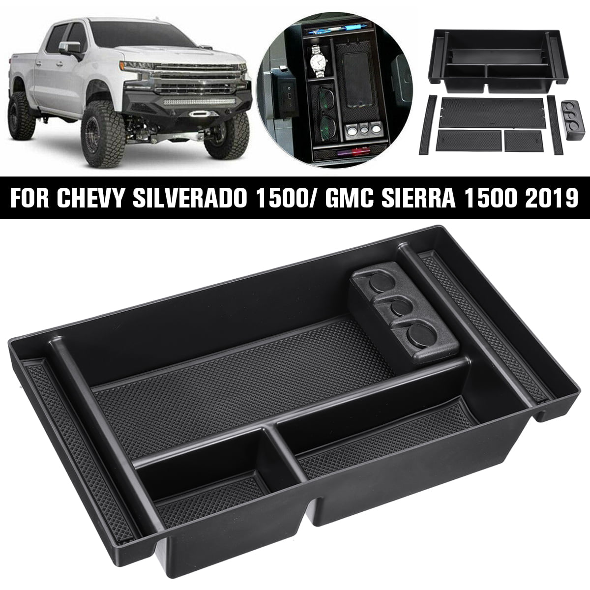 Center Console Organizer for Chevy Silverado 1500/GMC Sierra 1500 - Made in USA 2014-18 Vehicle OCD 2015-19 Silverado HD/Sierra HD Full Console w/Bucket Seats ONLY