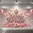 thumbnail image 6 of Pink Theme Banner Royal Crown Princess Backdrop Pink Roses Sparkling Letters Glamorous Party Backdrop for Birthday Party Girls' Birthday Indoor Decoration, 6 of 9