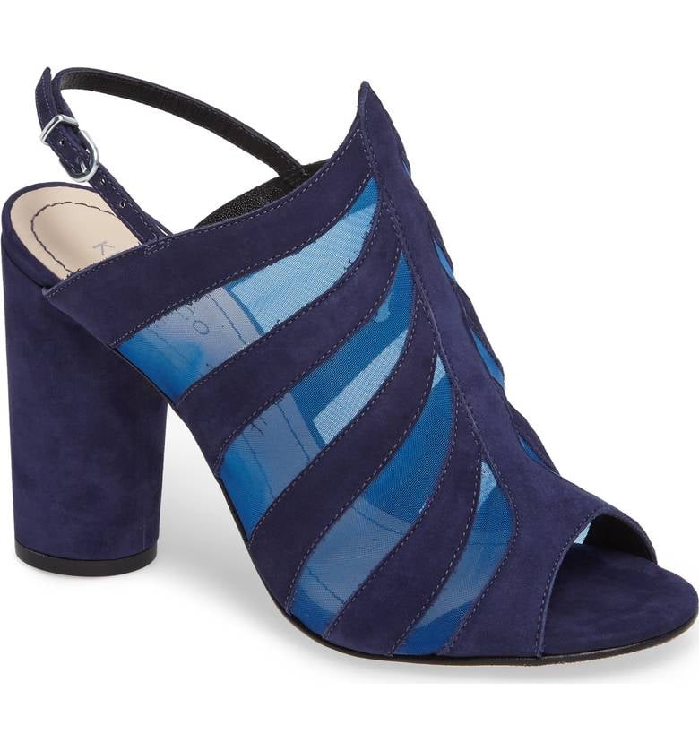 navy closed toe block heels