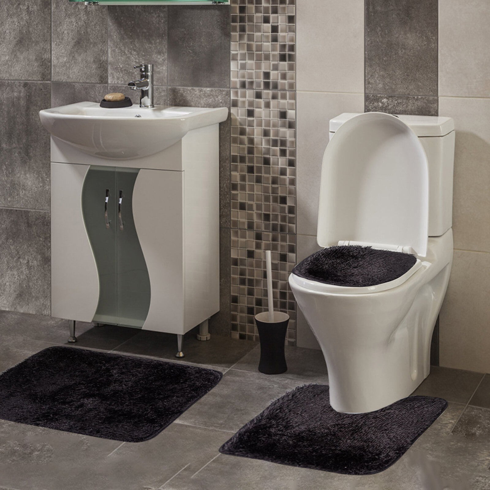 Bathroom Rugs Non-Slip Washable, Chenille Bath Mats for Bathroom, khak –  INVIHUG