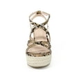 thumbnail image 6 of BLISSFUL STEP Women's Snake Print Platform Slingback Strappy Espadrille Wedge Heel Sandals Khaki 6, 6 of 8