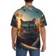 thumbnail image 3 of Balery Cool Cat Driving Sunset Camisa Casual de Manga Corta con Botones para Hombre, Texturizada, Estilo Cubano, para Playa, Verano-Medium, 3 of 5