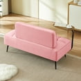 thumbnail image 4 of GZXS Upholstered Velvet Sofa Bench with Built-in Swivel Table, Tufted Backrest, Copper-Nail Accents, Modern Multi-Purpose Seat, 54"L x 24.8"W x 32.6"H, Pink, 4 of 10