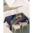 thumbnail image 3 of 60x84 Inch Outdoor Tablecloth with Umbrella Hole Zipper Rectangle Purple Peacock Feather Rectangular Tablecloths Outside Waterproof Abstract Colorful Patio Table Cloth Cover for Picnic Party, 3 of 8
