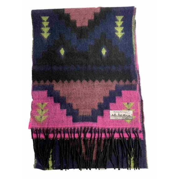 Womens Pink Multi Color Aztec Print Soft Scarf Wrap Shawl Fringe