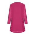 thumbnail image 6 of miqiqism Women's 3/4 Sleeve Tunic Tops Round Neck Flowy Shirts Glitter Mesh Pleated Layered Shirt Ladies Casual Pullover Tshirts Fashion Party Blouses,01_Hot Pink,X-Large, 6 of 7