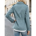 thumbnail image 6 of Long Sleeve Women Spring Fall Solid Color Zipper Coat Stand Collar Casual Military Anorak Jackets with Pocket, 6 of 6
