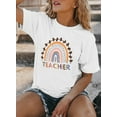 thumbnail image 3 of XCHQRTI Teach Love T-Shirt for Women Graphic Shirt Funny Short Sleeve Back to School Teachers'Day Gift Tee Top, 3 of 5