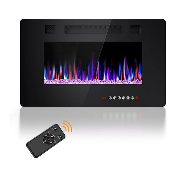 30 Inch Electric Fireplace Inserts, in-Wall Recessed and Wall Mounted 750/1500W Fireplace Heater, Touch Screen, Control with Timer, Adjustable Flame Color and Speed