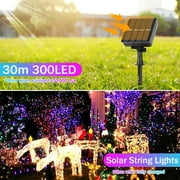 Solar String Lights 30m 300Led 8 Modes Solar Powered Copper Wire Fairy Lights IP65 Waterproof Indoor Outdoor Lighting for Home, Garden, Party, Path, Lawn, Wedding, Christmas, DIY Decoration