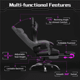 thumbnail image 2 of Alden Design High Back Reclining Ergonomic Gaming Chair with Slide Out Footrest, Black/Purple, 2 of 10