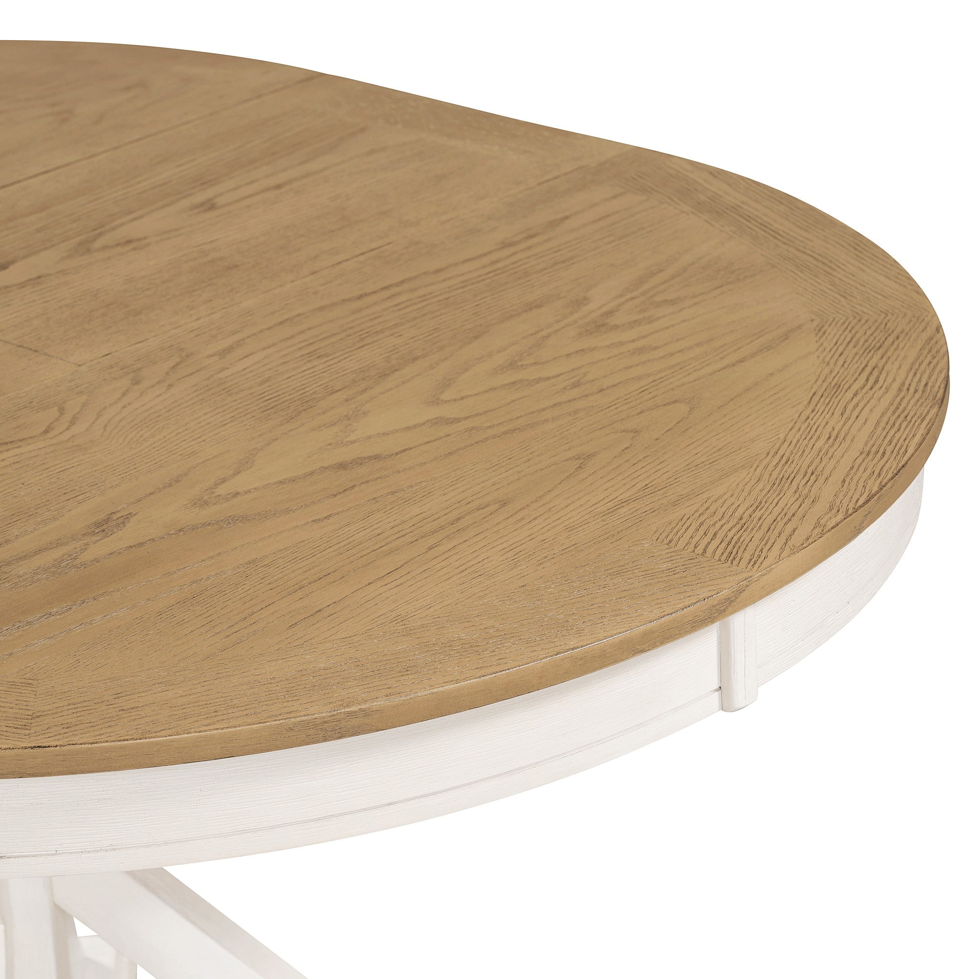 Aukfa Extendable Dining Table for 6, 42"-54" Round Kitchen Table with Butterfly Leaf for Dining Room/Living Room, Antique White