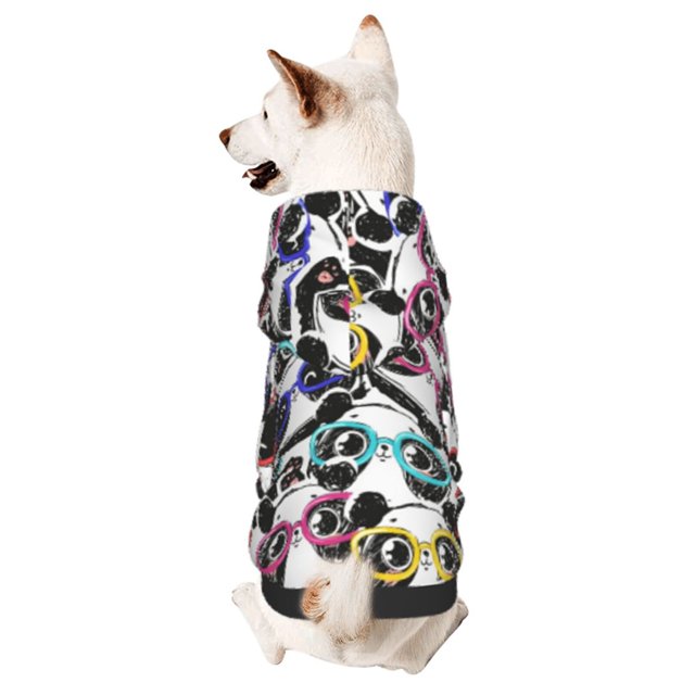 Balery Panda And Glasses Sudadera con Capucha para Perros Pequeños – Ropa para Mascotas, Disfraz para Perros y Gatos, Ideal para Fiestas y Cosplay-Large