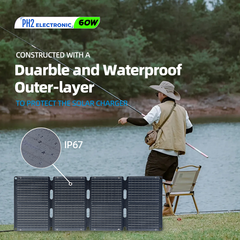 60w Portable Foldable Solar Panel Kit (18V,10.5x16inch,4lb),Solar Controller
