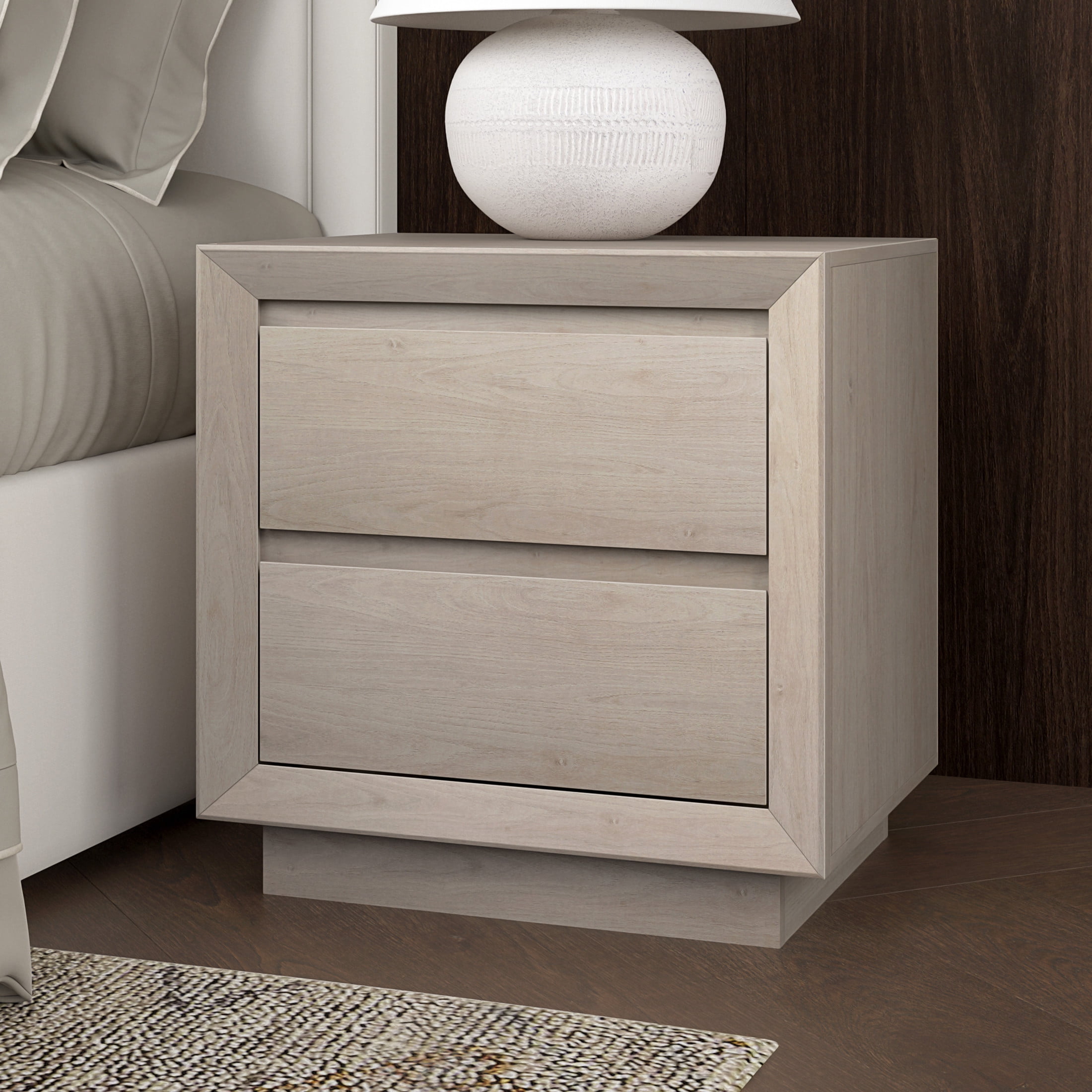 Evelyn&Zoe Modern/Contemporary 24" Wide Alder White Nightstand