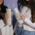 thumbnail image 5 of Thyme & Table 24oz Stainless Steel Auden Tumbler with Straw, Glacier Blue Ombre Shimmer, 5 of 7