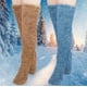 thumbnail image 1 of Calcetines de mujer, 2 pares, altos y peludos, por encima de la rodilla, calentadores de piernas de invierno, pantuflas para mujer, calcetines navideños para dormir en casa., 1 of 4