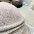 thumbnail image 6 of CoCopeaunts Bucket Hats for Women Wool Plaid Splicing Autumn Winter Warm Fisherman Hat Pleated Design Dome Small Brimmed Hat, 6 of 8
