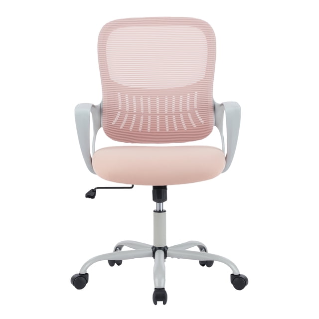 edx Chaise de Bureau Ergonomique Mi-Dossier avec Roulettes, Soutien Lombaire pour Bureau à Domicile, Chambre, Rose