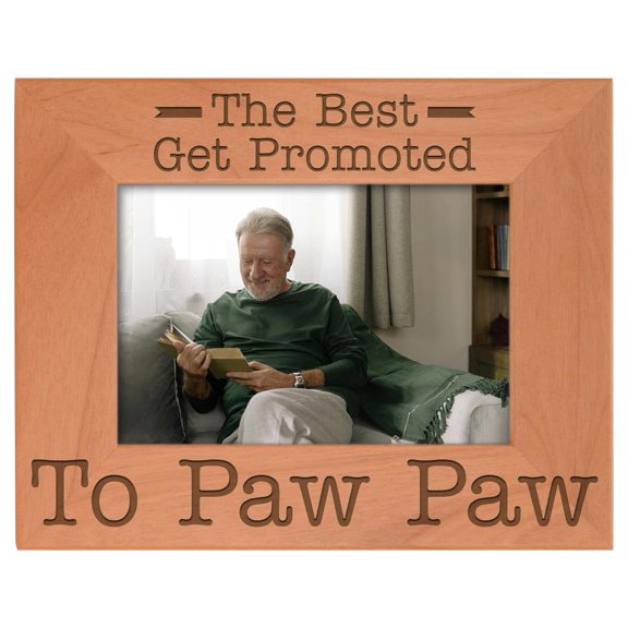 ThisWear Gift for Grandpa Best Get Promoted to Paw Paw Natural Wood Engraved 4x6 Landscape Picture Frame Wood