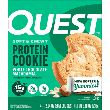Quest Nutrition, 15g Protein Soft Cookie, White Chocolate Macadamia Flavor, High Protein, Low Carb, 4 Count