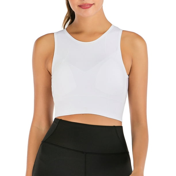 SAYFUT Womens High Neck Sports Bra Yoga Sports Bra Middle Impact for