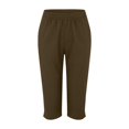 thumbnail image 3 of JJHGVB Cotton Linen Capri Pants Linen Capri Pants Lightweight cotton capris for women Knee Length Capri Pants Bermuda Long Shorts Lounge Slacks pantalones capri Capris for Women A418-Brown 3XL, 3 of 5