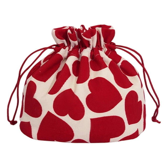 Heart Shaped Makeup Bag Lovely Cosmetic Bag Large Capacity Toiletry Bag Drawstring Storage Bag Travel Wash Bag for Woman Multicolor