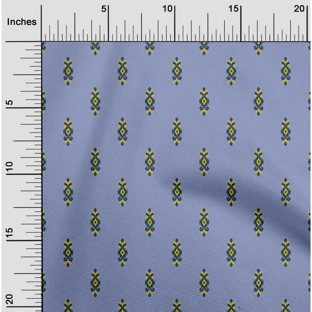 oneOone Cotton Silk Fabric Ethnic Ikat Printed Fabric 1 Yard 42 Inch Wide