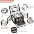 thumbnail image 4 of Casegrace Large Jewelry Box Organizer Girls PU Leather Drawer Boxes Earrings Ring Necklace Storage Case, 4 of 12