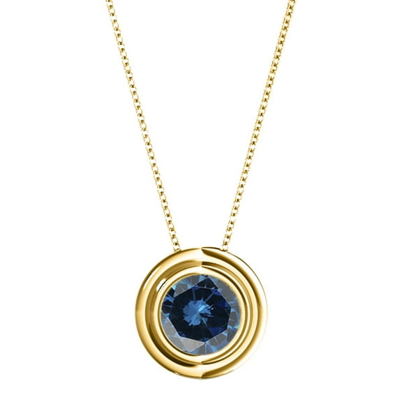 Aonejewelry 0.50 Carat Natural Blue Diamond Solitaire Bazel- Set Pendant Necklace For Woman Crafted In 14k Rose White and Yellow Gold With 18 Gold Plated Over 925 Sterling Silver Box Chain