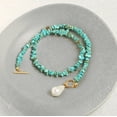 thumbnail image 7 of CANEVINKA Boho Statement Turquoise Choker, Dainty Baroque Pearl Pendant Necklace, Trendy Turquoise Jewelry for Summer, 7 of 7