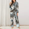 thumbnail image 2 of Honeii Majestic Snowy Wolf Print Women's Pajama Sets Long Sleeve Button Down Sleepwear Nightwear Soft Pjs Lounge Sets 2PCS-X-Large, 2 of 7