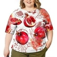thumbnail image 2 of CLOOCL Women Blouse Pomegranate Printed Shirts Mid Sleeve Pullover Tops Oversized, 2 of 6